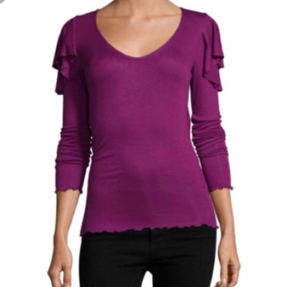 Free People Magenta Long Sleeve Top